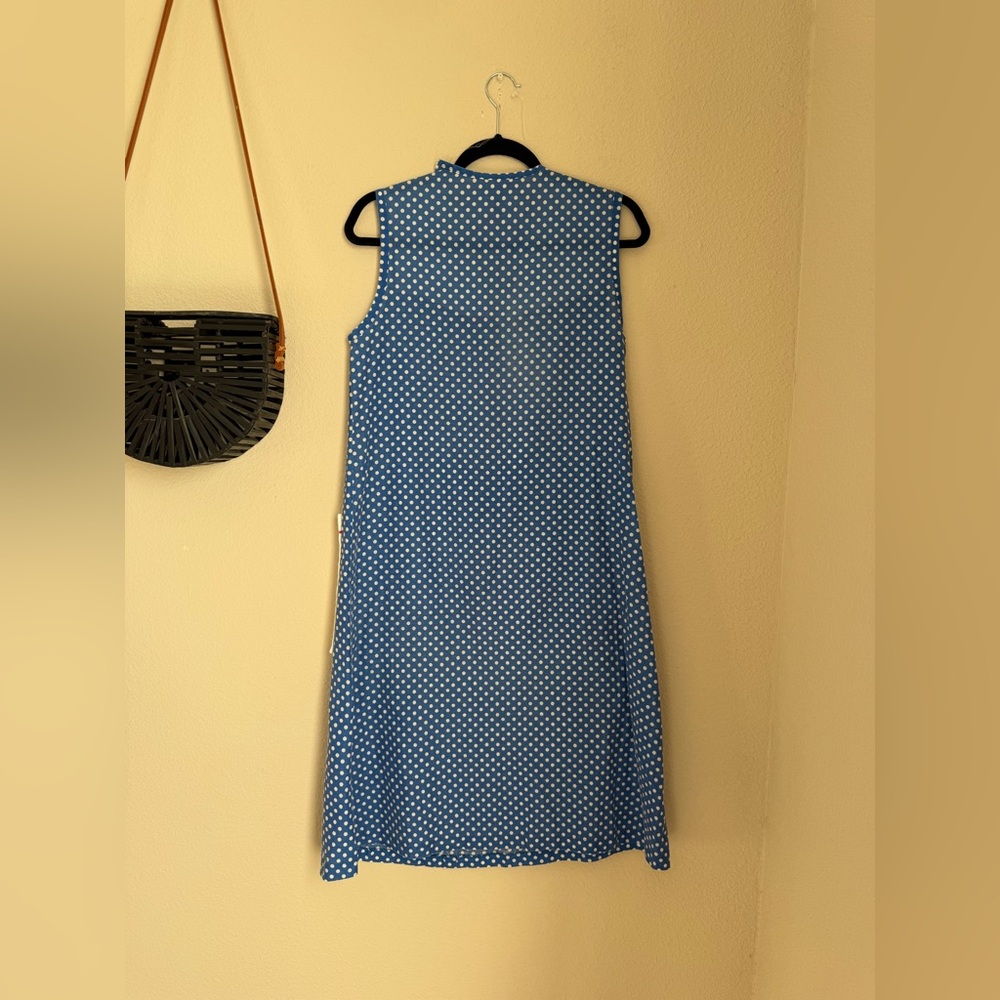 Vintage KOMAR Blue Polka Dot Sailboat Zip Nightgown Dress - Picture 4 of 4